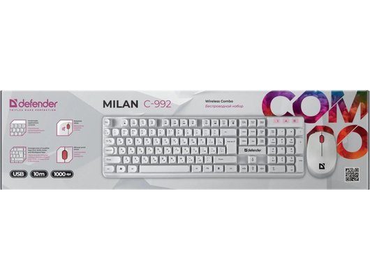 Клавиатура+мышь Defender Milan C-992 белый